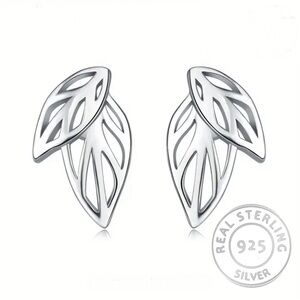 2/$30 Genuine 925 Sterling Silver Leaf Cutout Earrings